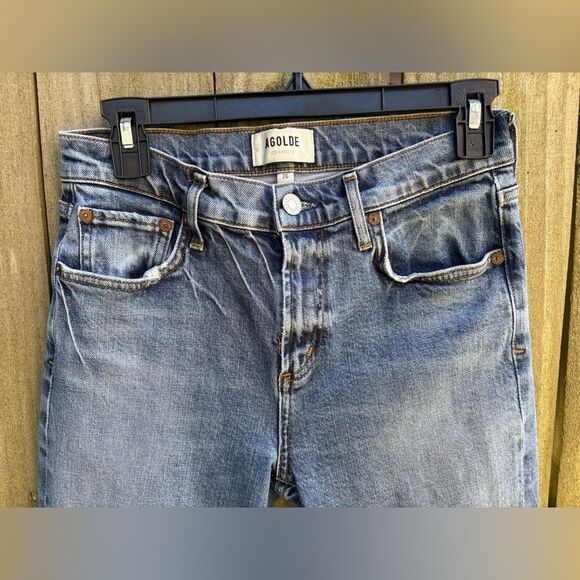 AGOLDE Jeans Toni Mid-Rise Slim Straight Blue Landmark Wash Size 26 A133G-3002 - Picture 3 of 9